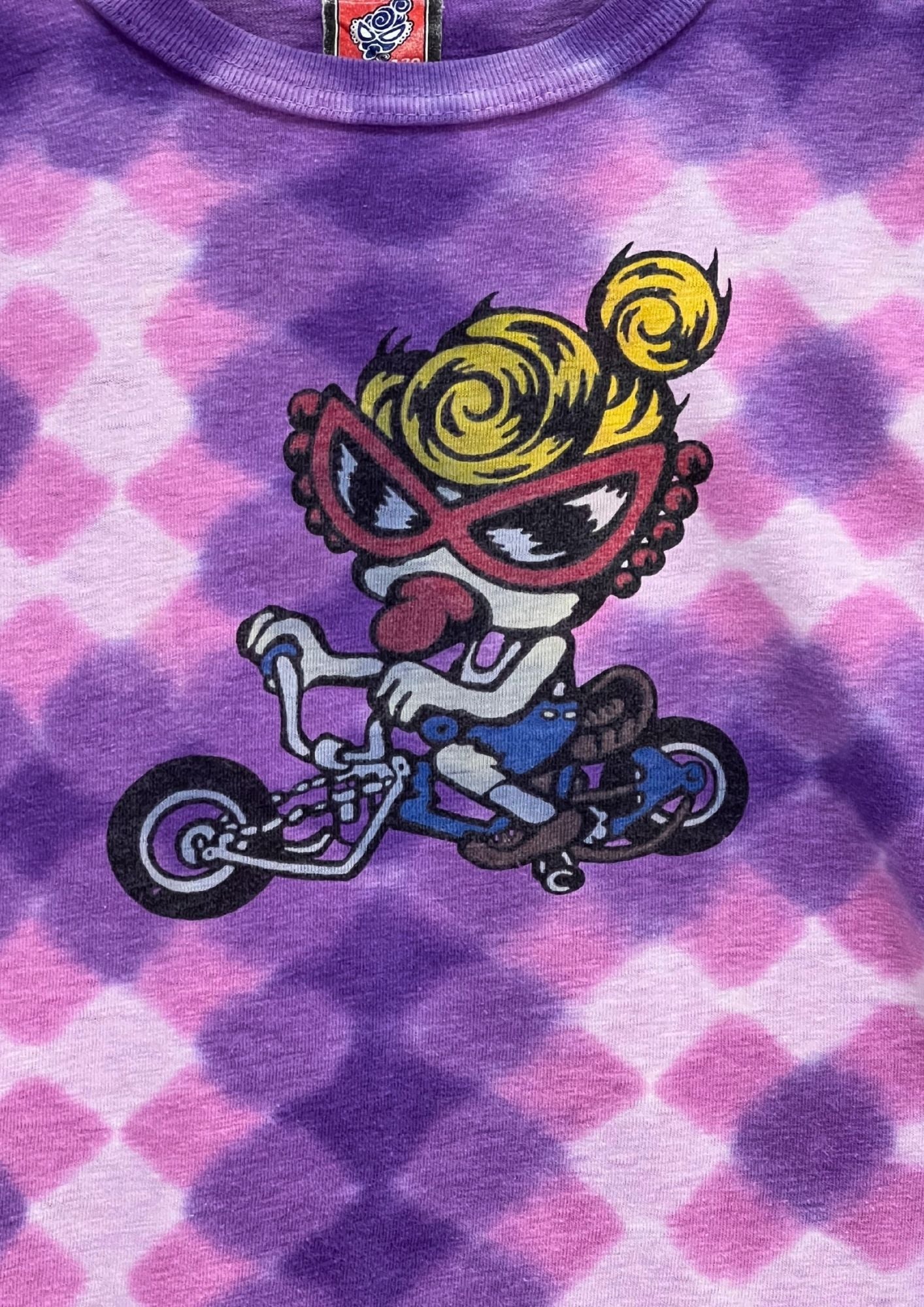 2001 Vintage HYSTERIC MINI by HYSTERIC GLAMOUR 'Biker Baby' Tie Dye Baby Tee (Ladies S-M)