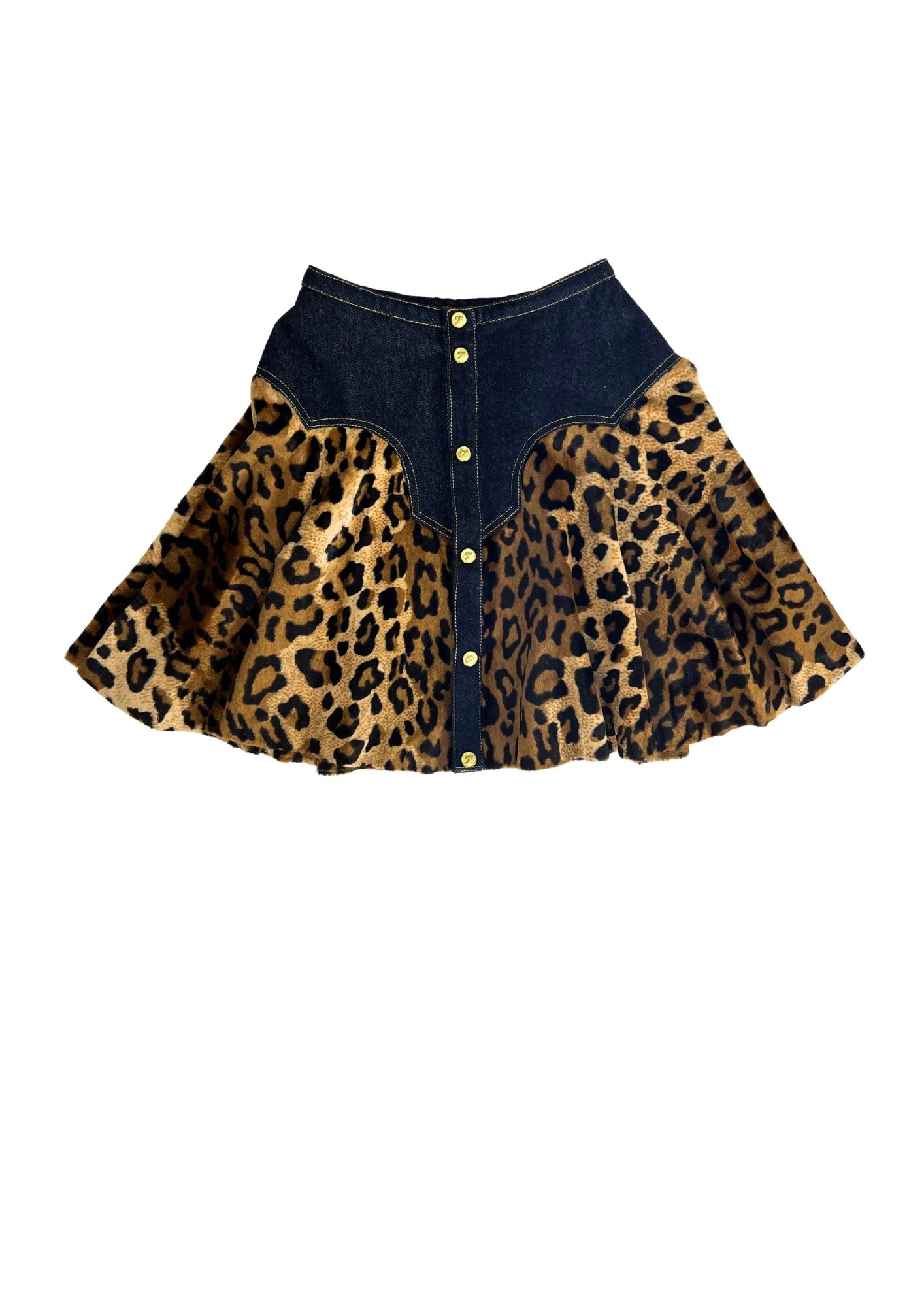 90s Vintage HYSTERIC GLAMOUR Leopard Print Denim Jacket Skirt Setup