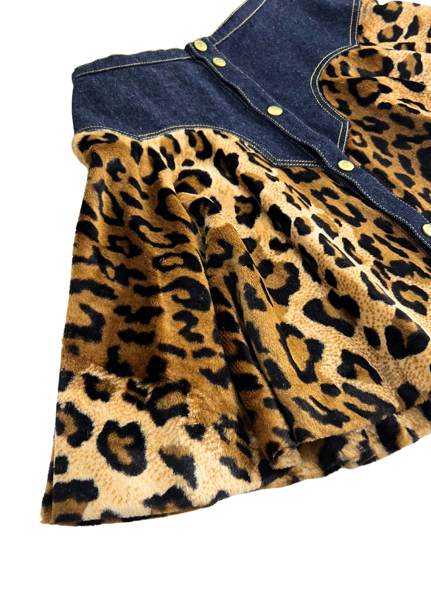 90s Vintage HYSTERIC GLAMOUR Leopard Print Denim Jacket Skirt Setup