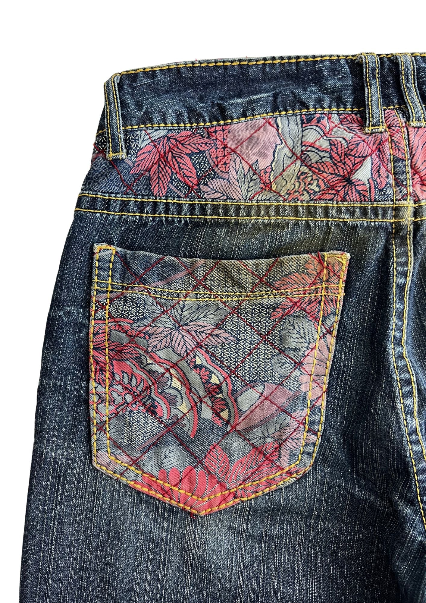 Vintage Nishiki Japanese Cherry Blossom Embroidered Denim Jeans