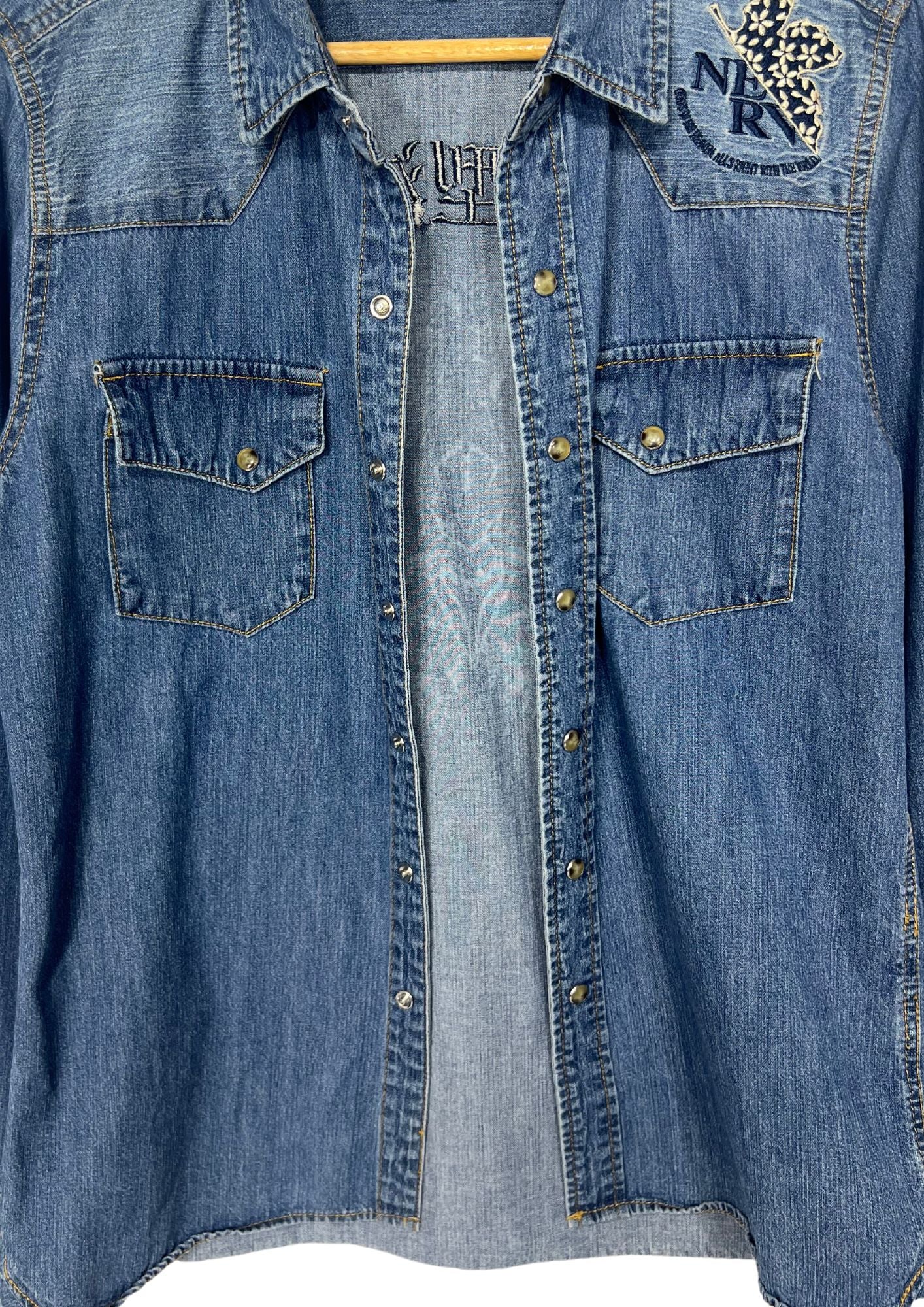 2010s Neon Genesis Evangelion x Nishiki Embroidered Denim L/S Shirts
