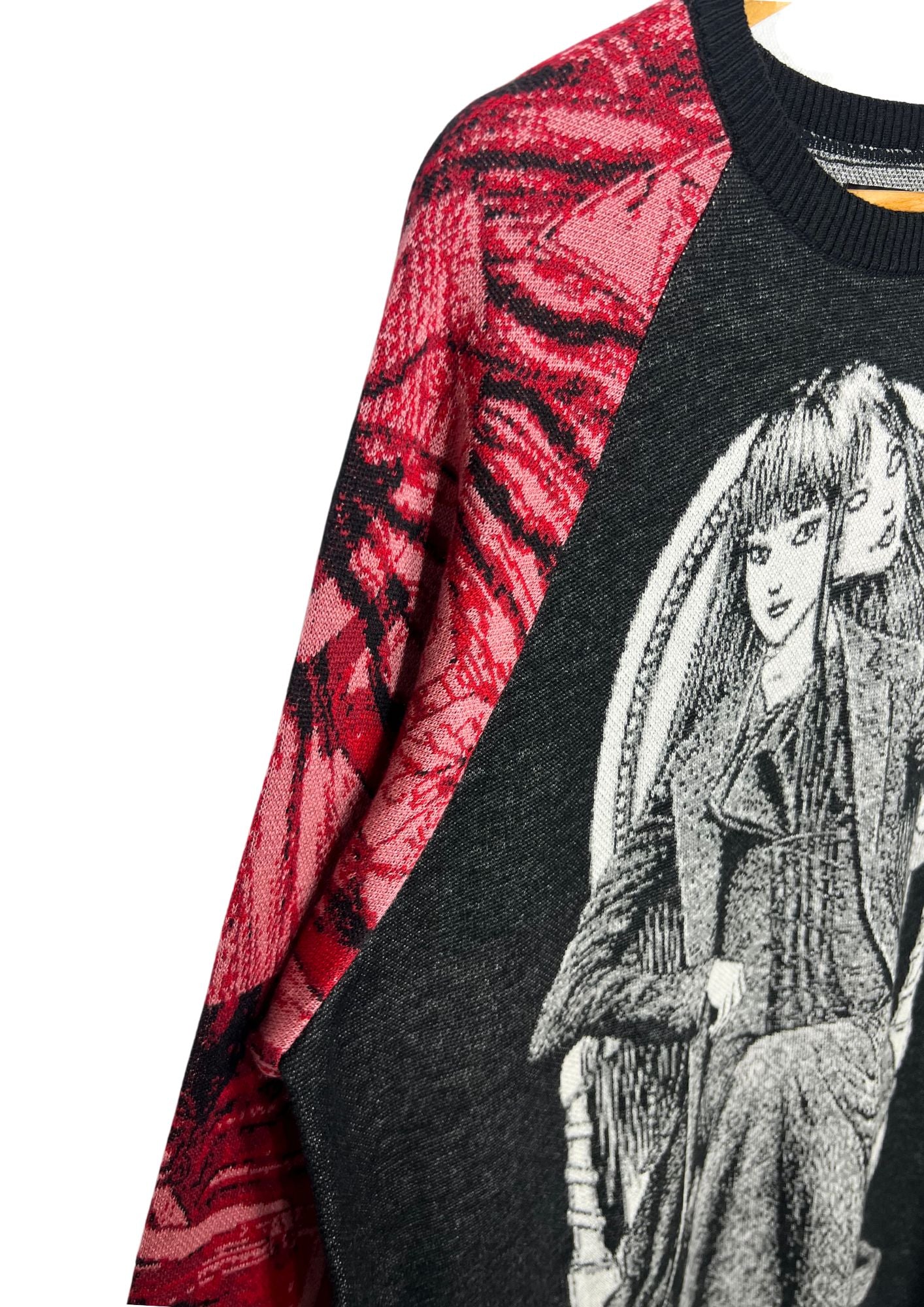 2020 Junji Ito x S'YTE Yohji Yamamoto Tomie Jacquard Crew Raglan Long Sleeve Knit