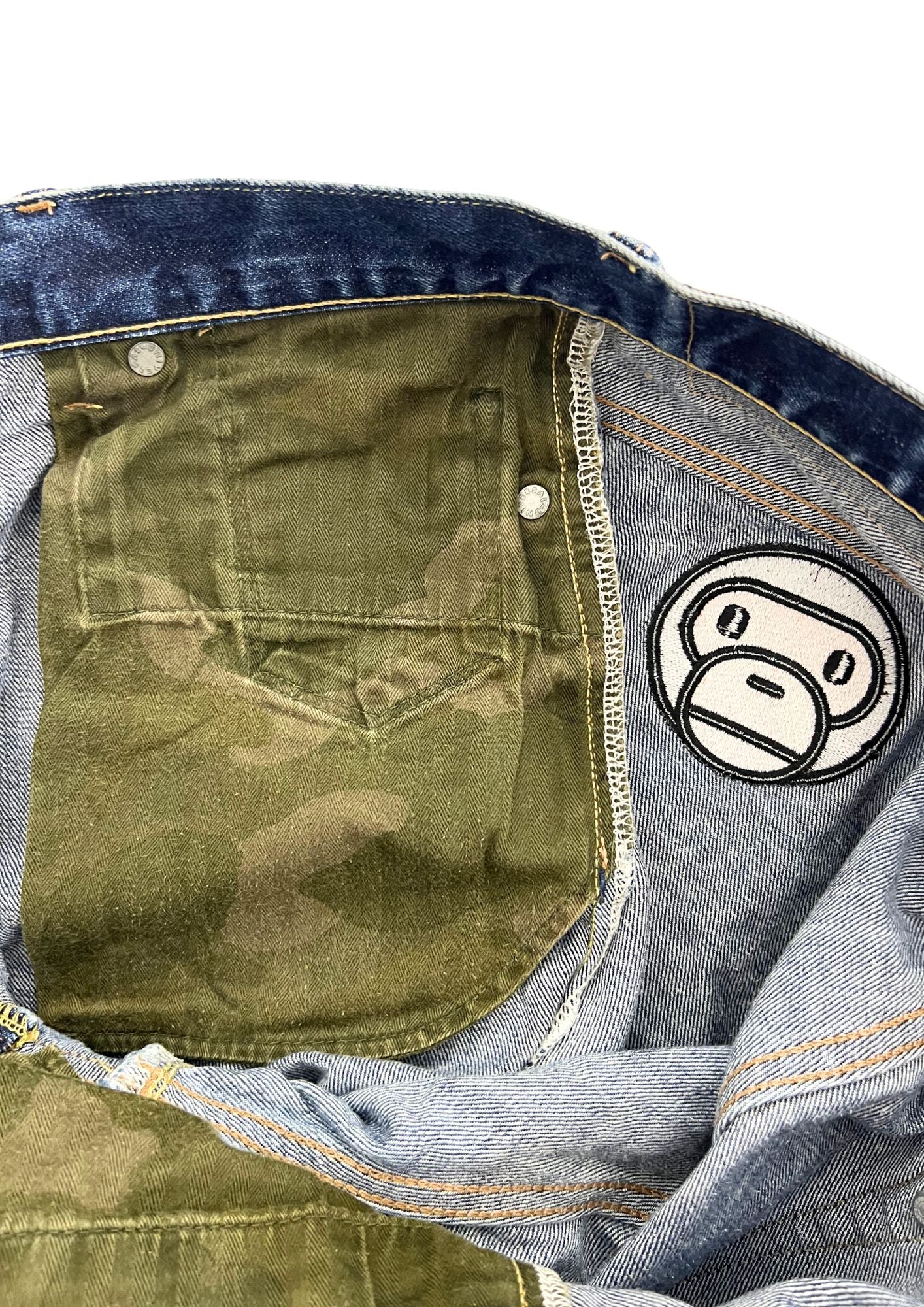 2010s BAPE Baby Milo Embroidered Denim Shorts