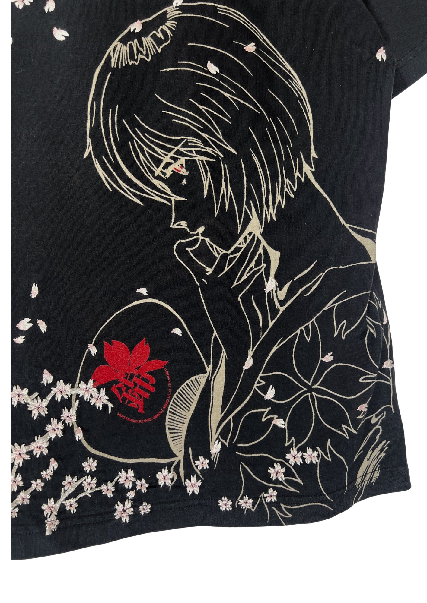 2010s Evangelion x Nishiki Rei Ayanami Cherry Blossoms Embroidered T-shirt (S)