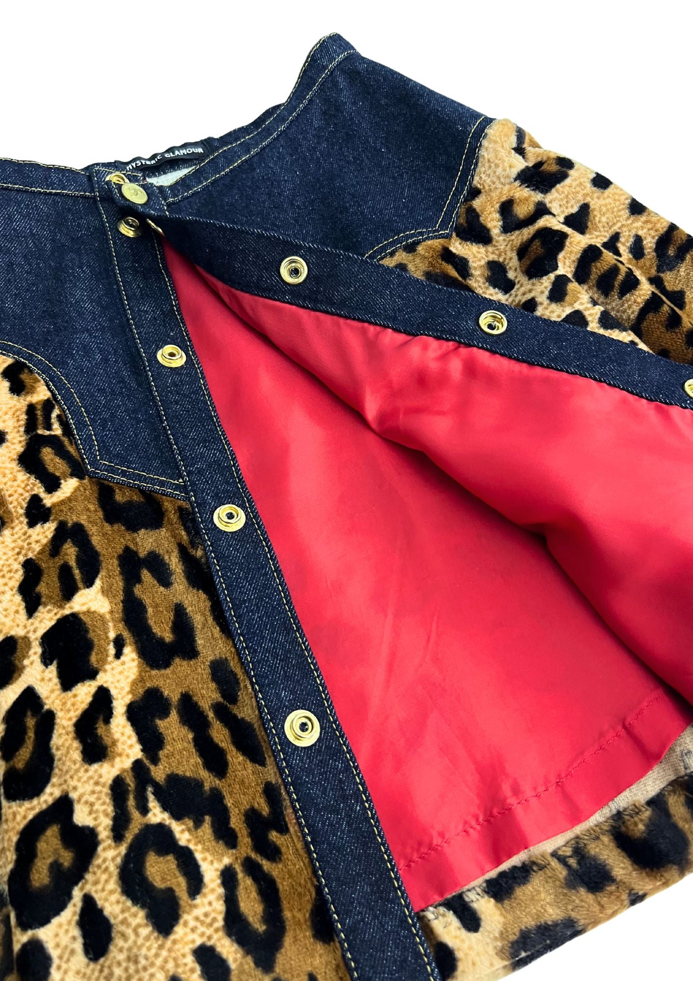 90s Vintage HYSTERIC GLAMOUR Leopard Print Denim Jacket Skirt Setup