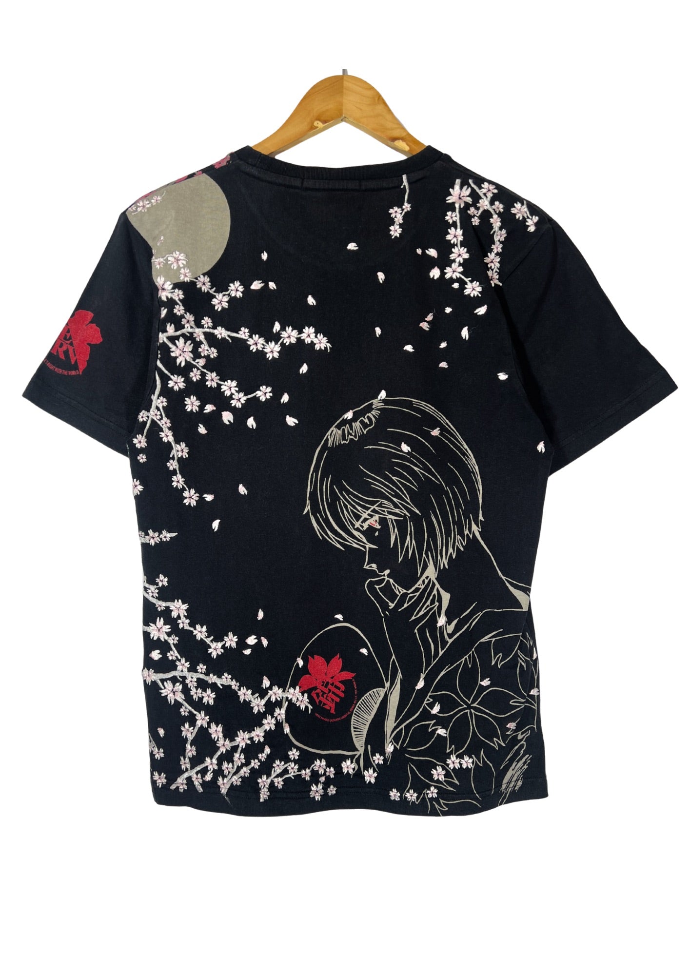 2010s Evangelion x Nishiki Rei Ayanami Cherry Blossoms Embroidered T-shirt (S)