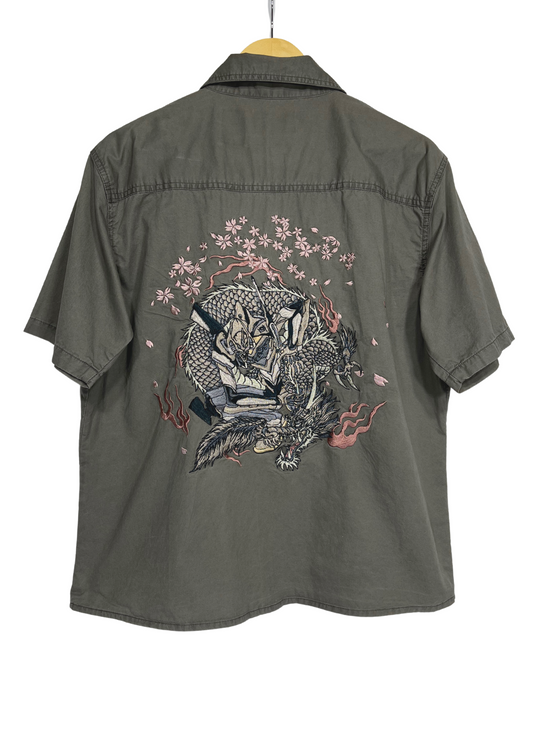 Neon Genesis Evangelion x Nishiki Eva 01 Embroidered Military Short Sleeve Shirt