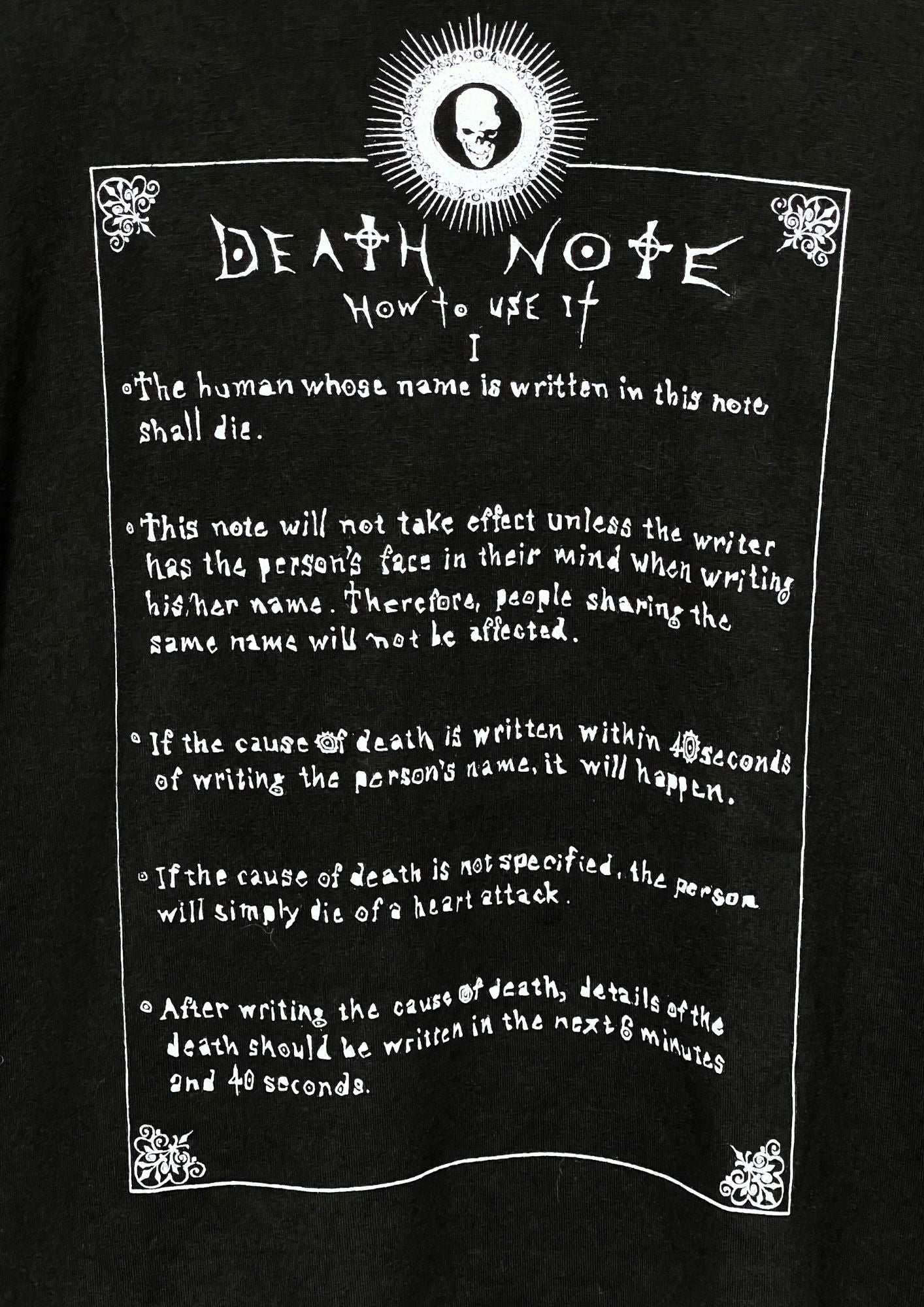 2010s Death Note X TK Takeo Kikuchi Death Note Rules T-shirt