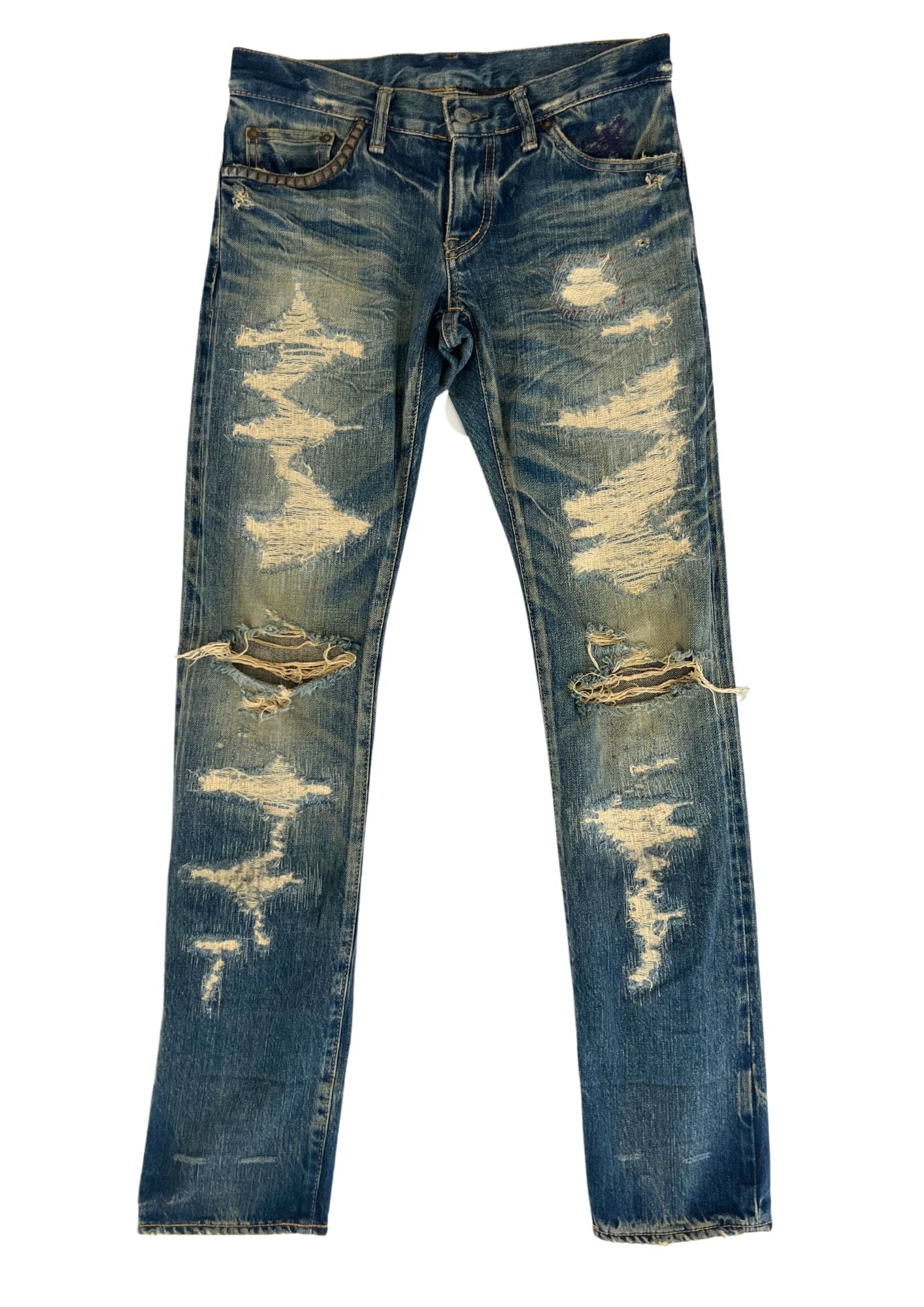 2000s Vintage HYSTERIC GLAMOUR Distressed Studs Denim