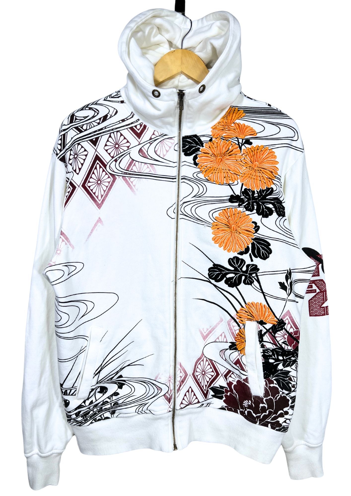 2010s Neon Genesis Evangelion x NISHIKI 'Asuka Eyepatch' Embroidered Zip Up Hoodie (L)