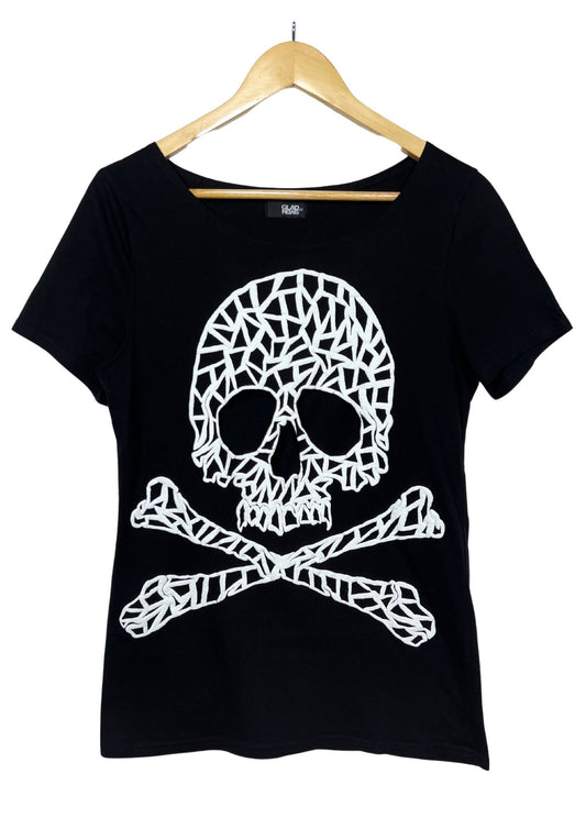 2000s Vintage GLAD NEWS 'Cut Out Skull' T-shirt (Ladies M)