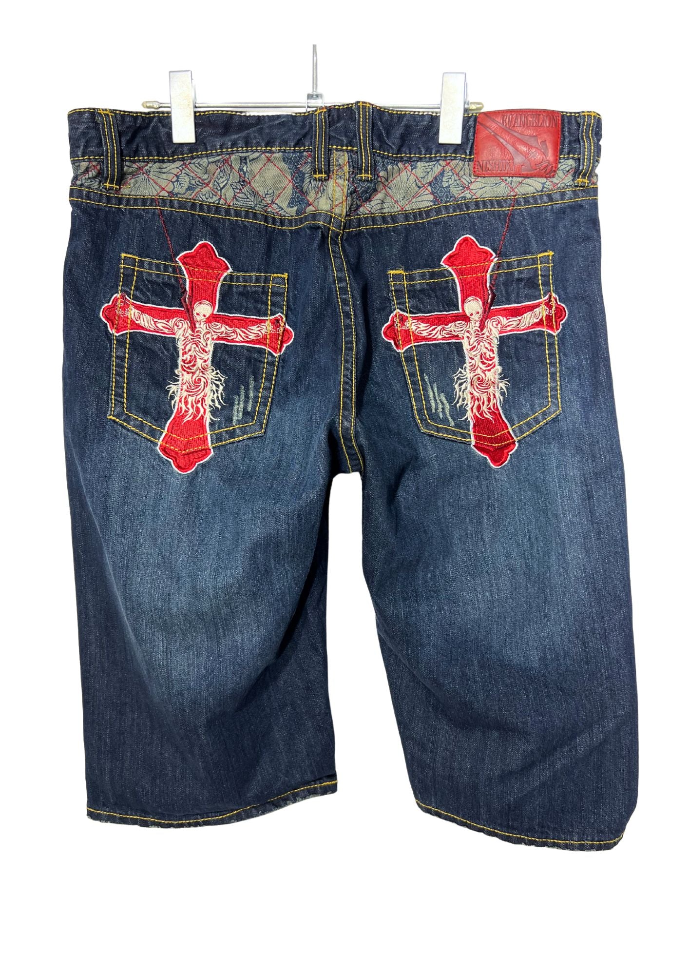 2010s Neon Genesis Evangelion x Nishiki Embroidered Lilith Half Denim Jeans