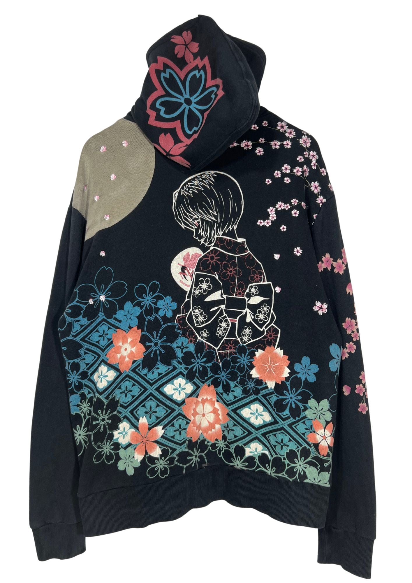 2010s Neon Genesis Evangelion x Nishiki Rei Kimono Cherry Blossom Embroidered Hoodie