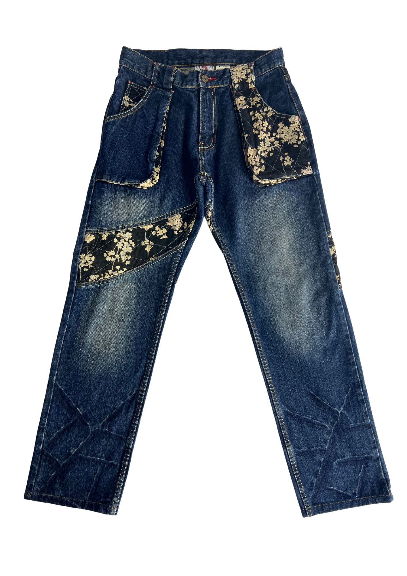2000s INFINITY Cherry Blossom Kimono Patch Denim Jeans