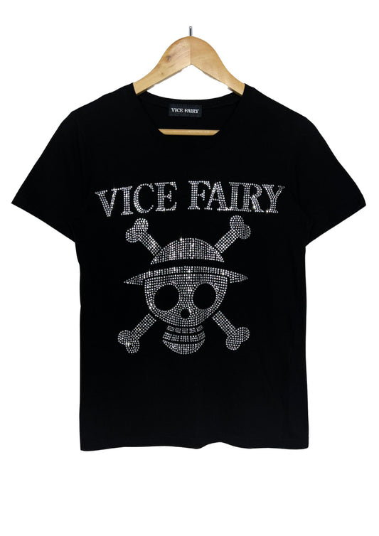 2010 One Piece x VICE FAIRY Straw Hat Crew Pirate Flag Rhinesestone T-shirt