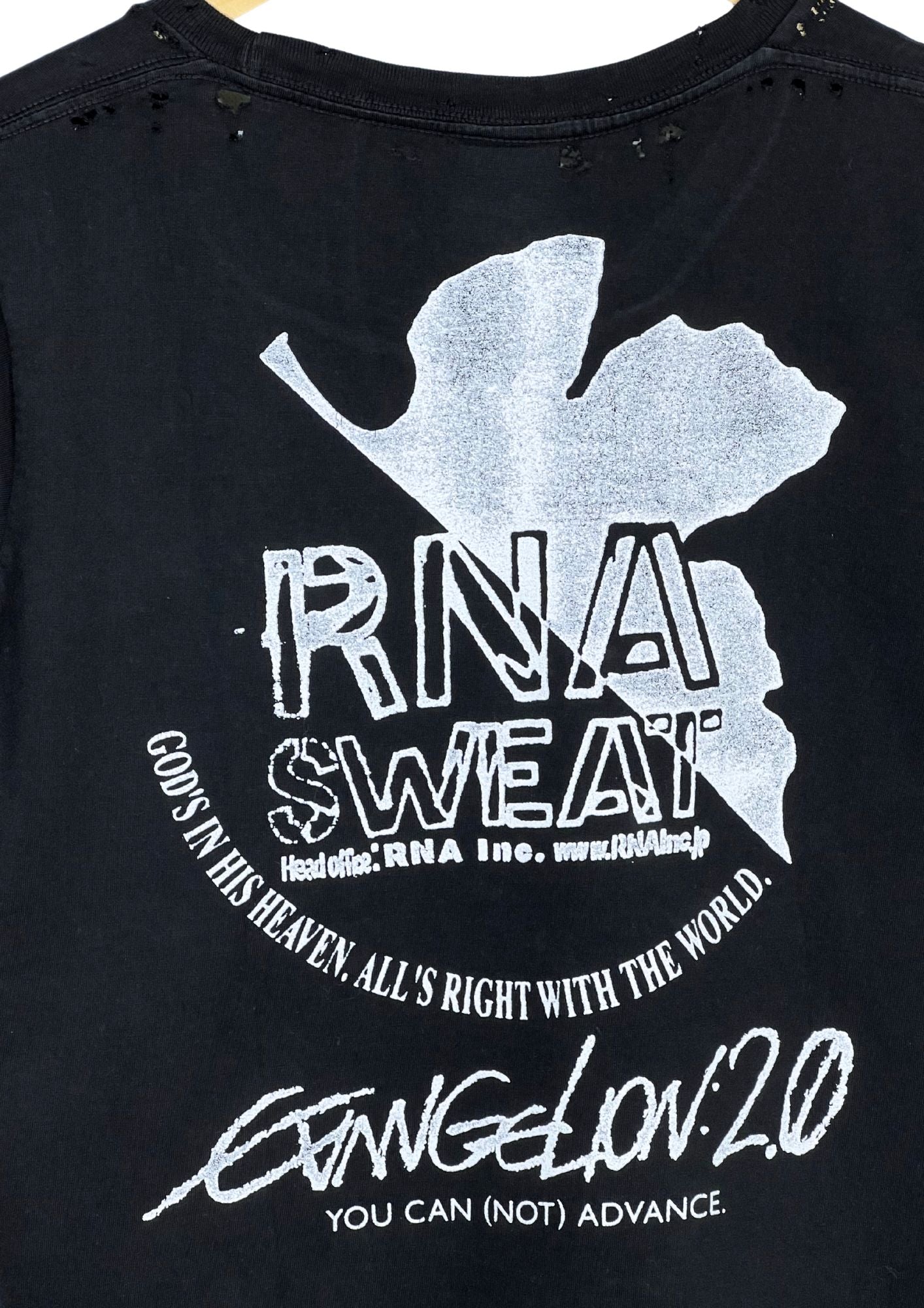 2010 Neon Genesis Evangelion x RNA Sweat 'Evangelion: 2.0 You Can (Not) Advance' Damaged  T-shirt (S-M)