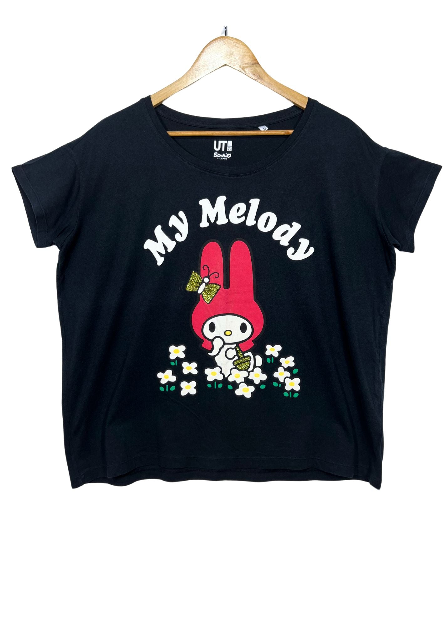 2010s Hello Kitty x UT 'My Melody' Rhinestones Oversize Boxy T-shirt (Ladies M-XL)