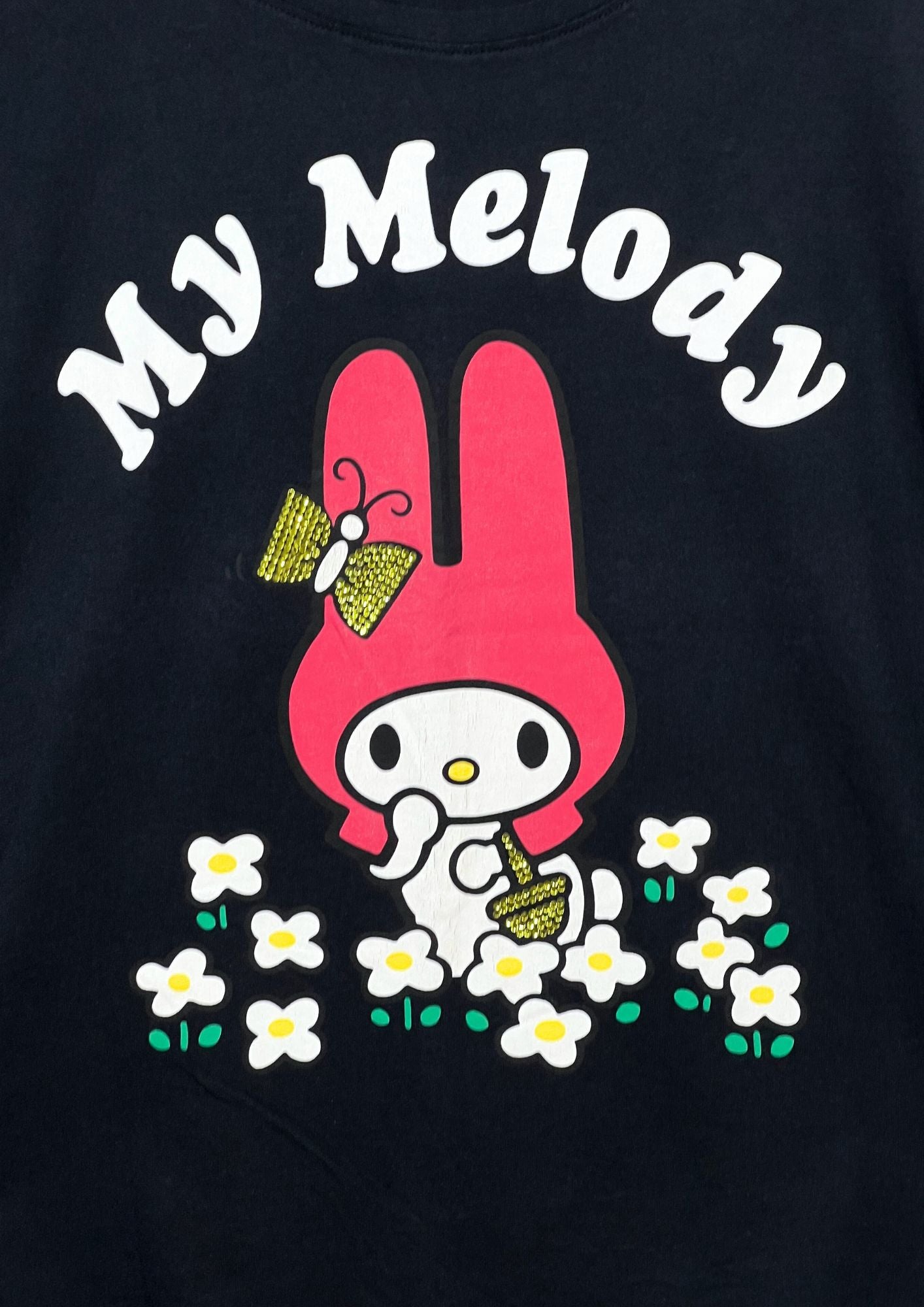 2010s Hello Kitty x UT 'My Melody' Rhinestones Oversize Boxy T-shirt (Ladies M-XL)