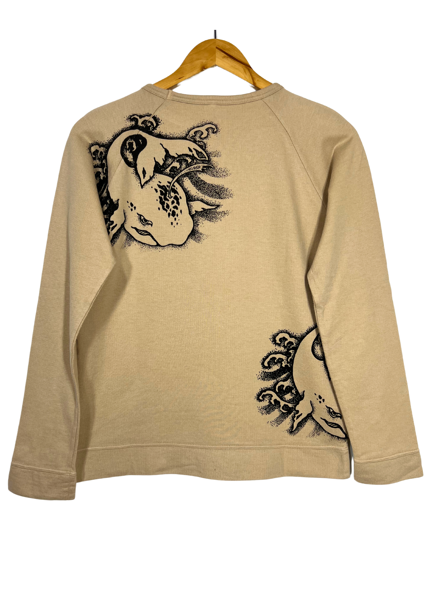 CHIKIRIYA 'Wave Whale' L/S Light Sweater Raglan Shirts