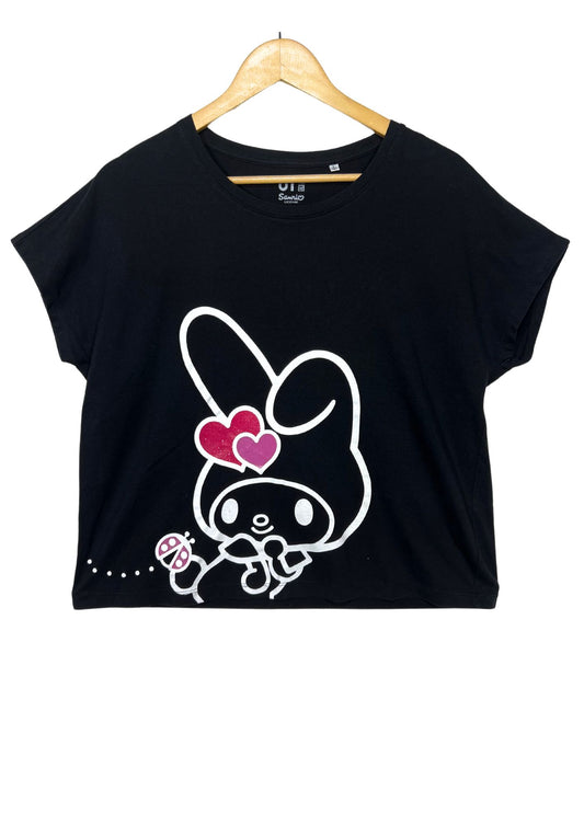 2010s Hello Kitty x UT 'My Melody' Glitter Print Oversize Boxy T-shirt (Ladies M-XL)