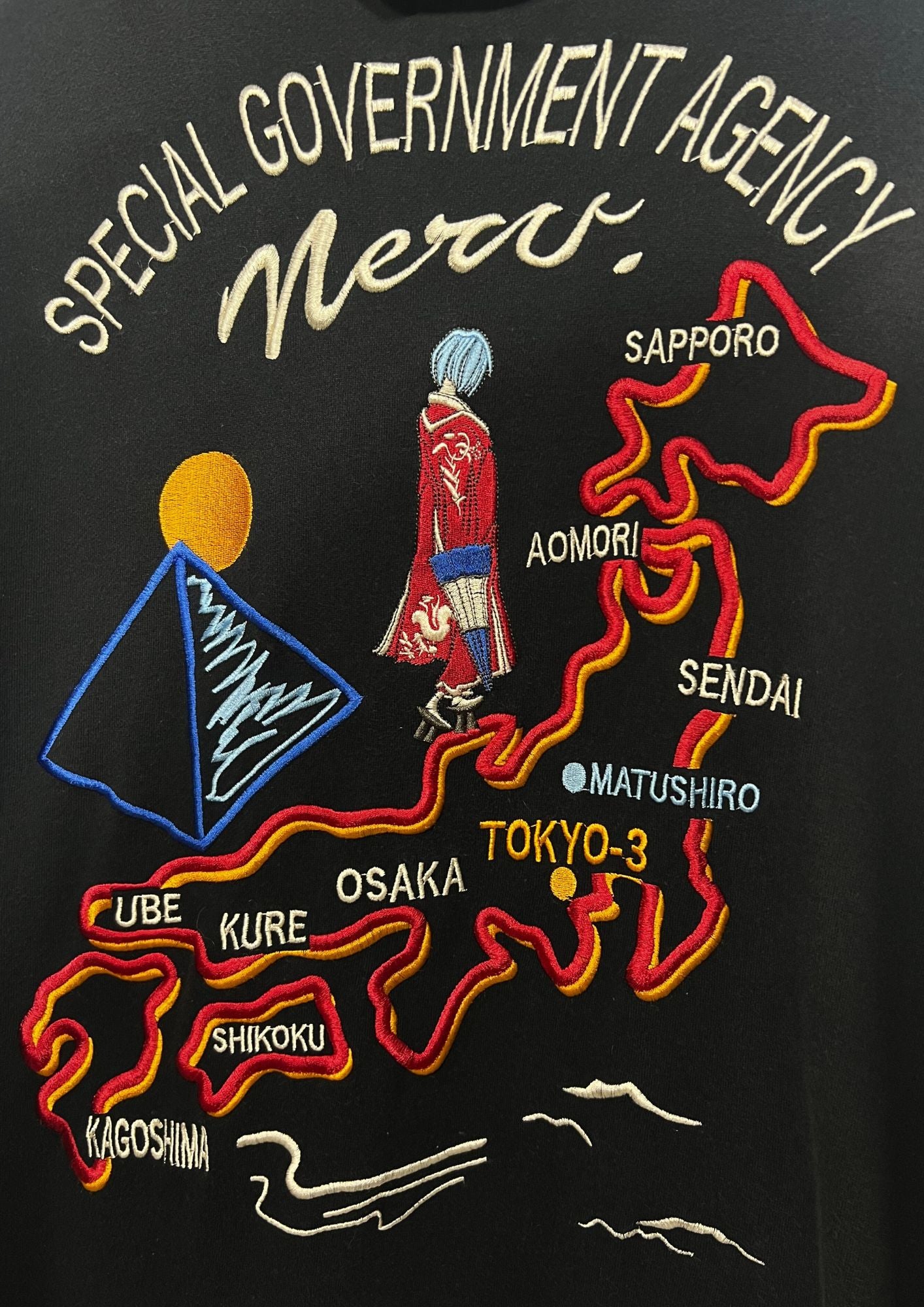 2010s Neon Genesis Evangelion x Nishiki Map of Japan Rei Ayanami Embroidered Hoodie