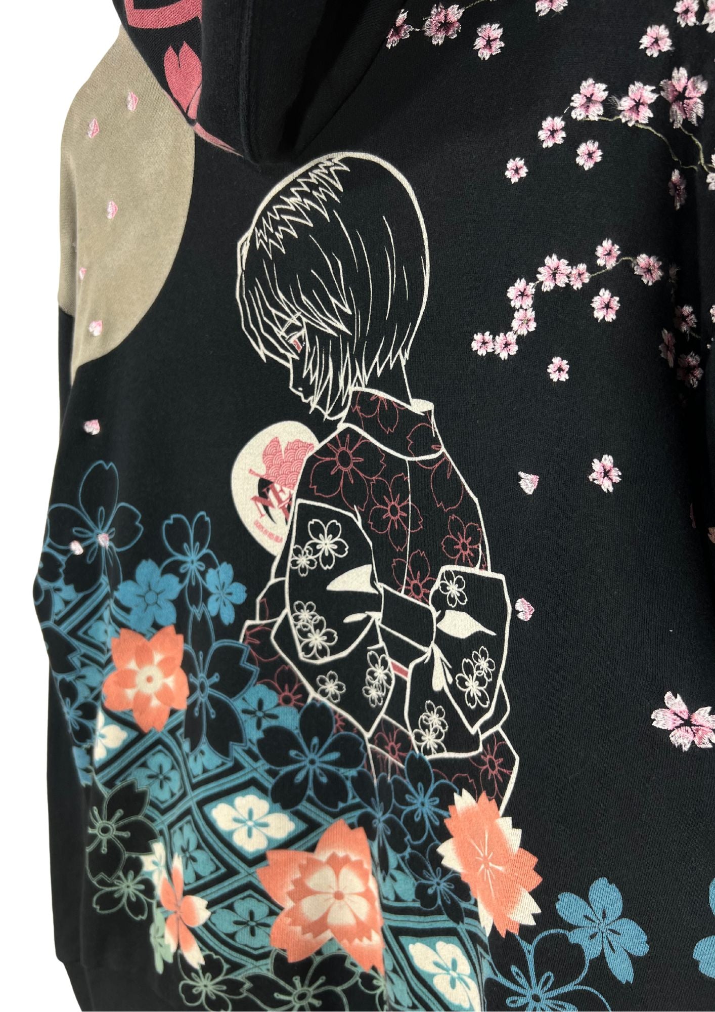 2010s Neon Genesis Evangelion x Nishiki Rei Kimono Cherry Blossom Embroidered Hoodie