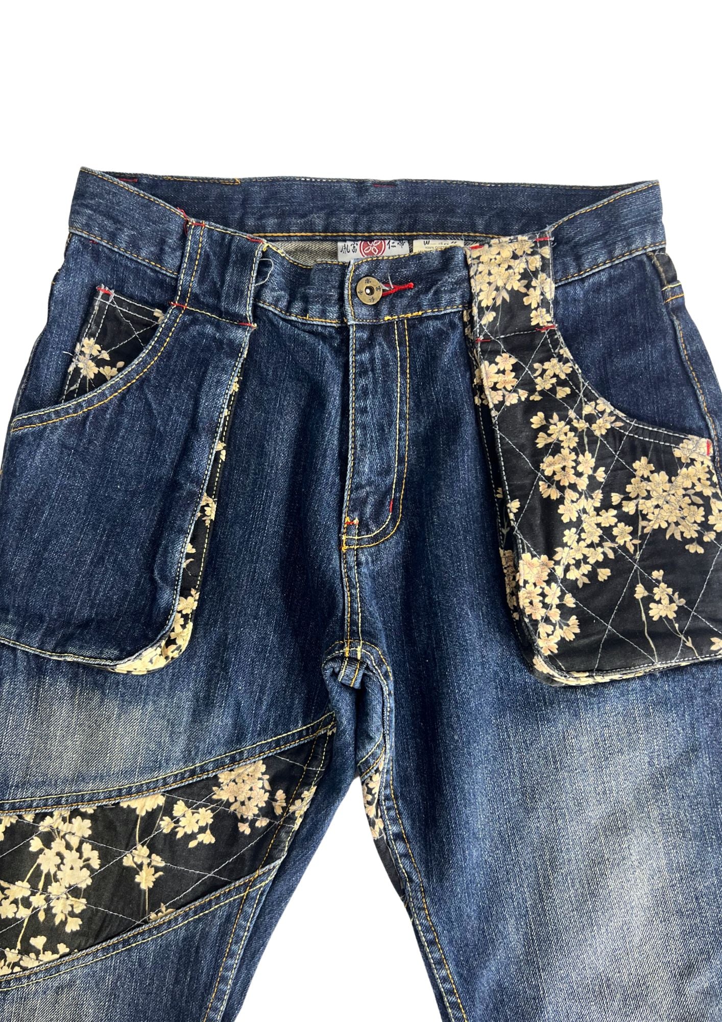 2000s INFINITY Cherry Blossom Kimono Patch Denim Jeans