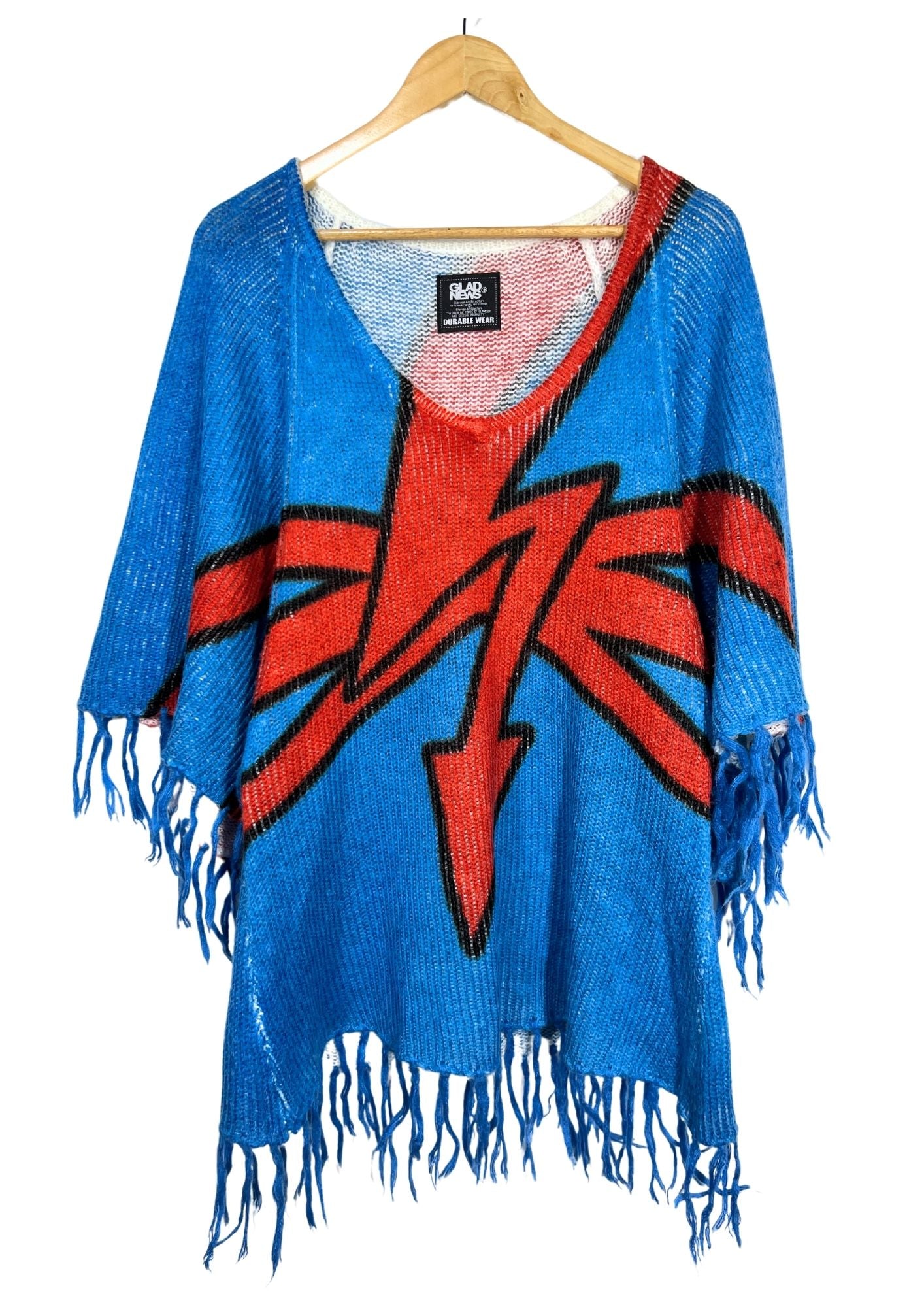 2000s Vintage GLAD NEWS 'English' Knit Poncho (Ladies M)