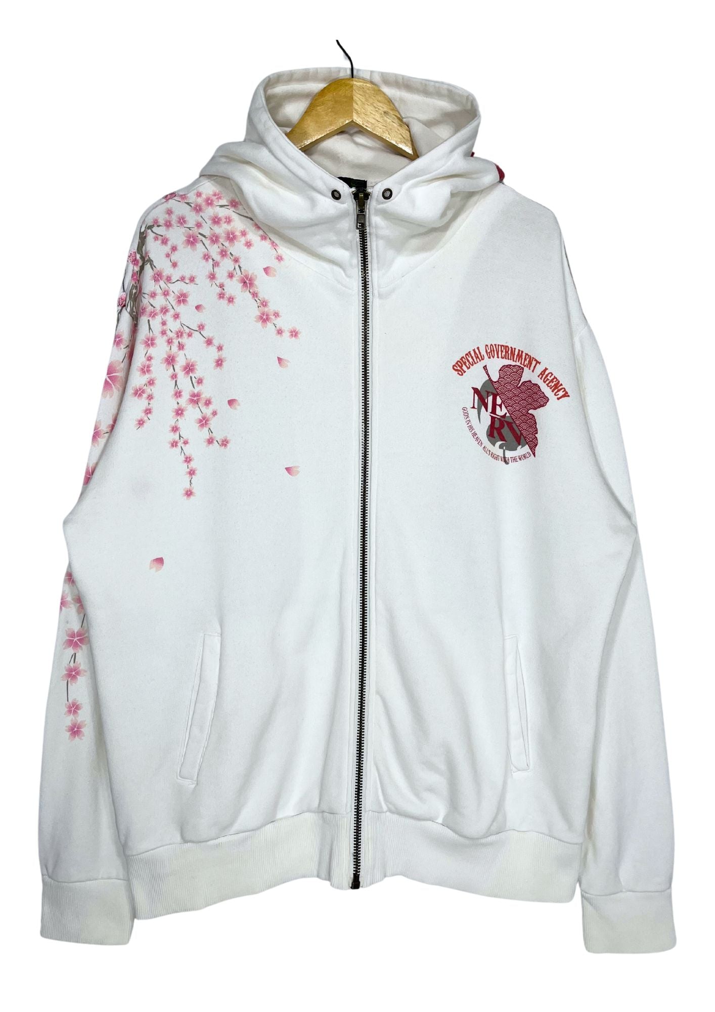 2010s Neon Genesis Evangelion x Nishiki Rei Ayanami Kimono Cherry Blossom Embroidered Hoodie