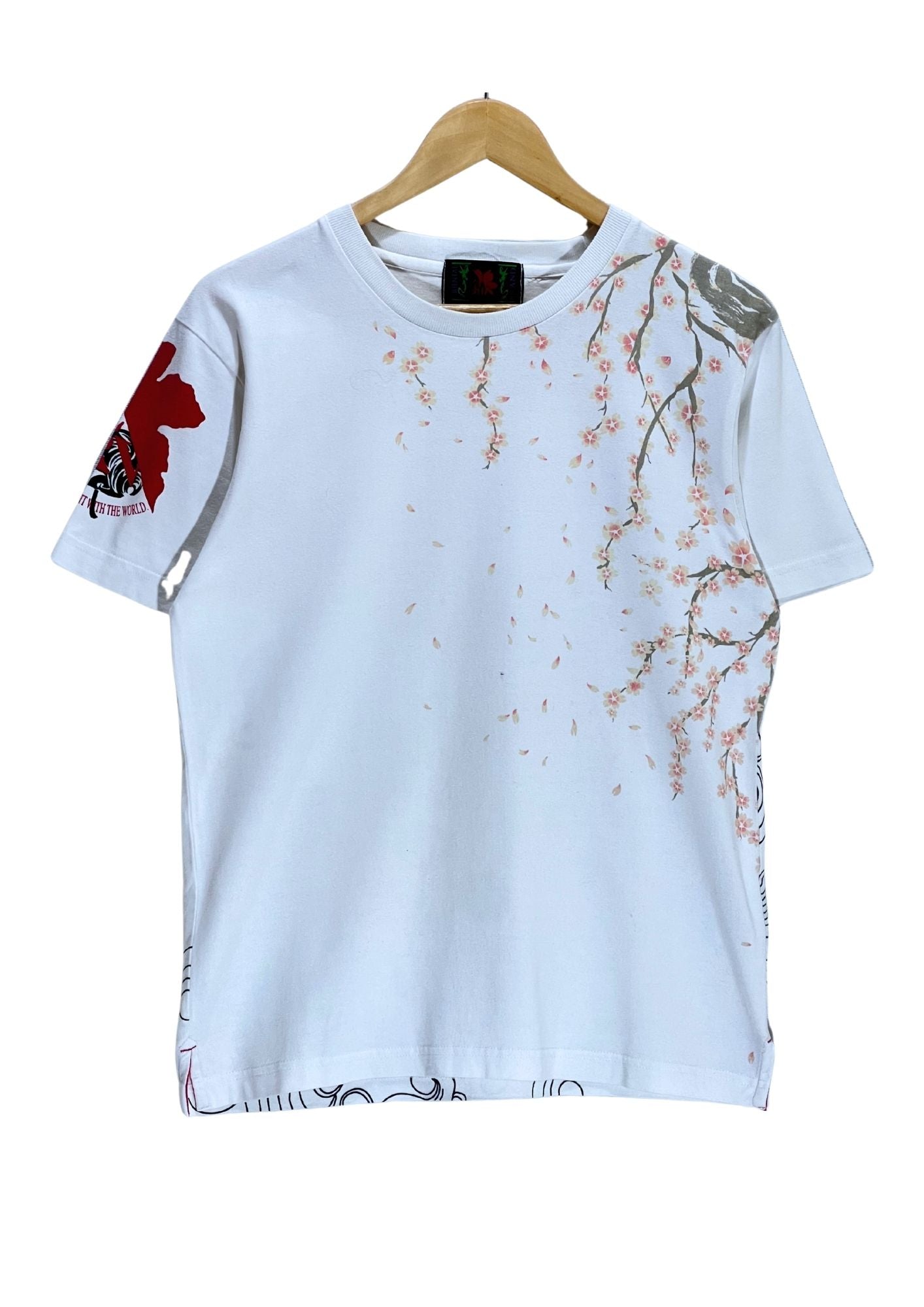 2010s Evangelion x Nishiki Rei Ayanami Cherry Blossom Embroidered T-shirt (S)