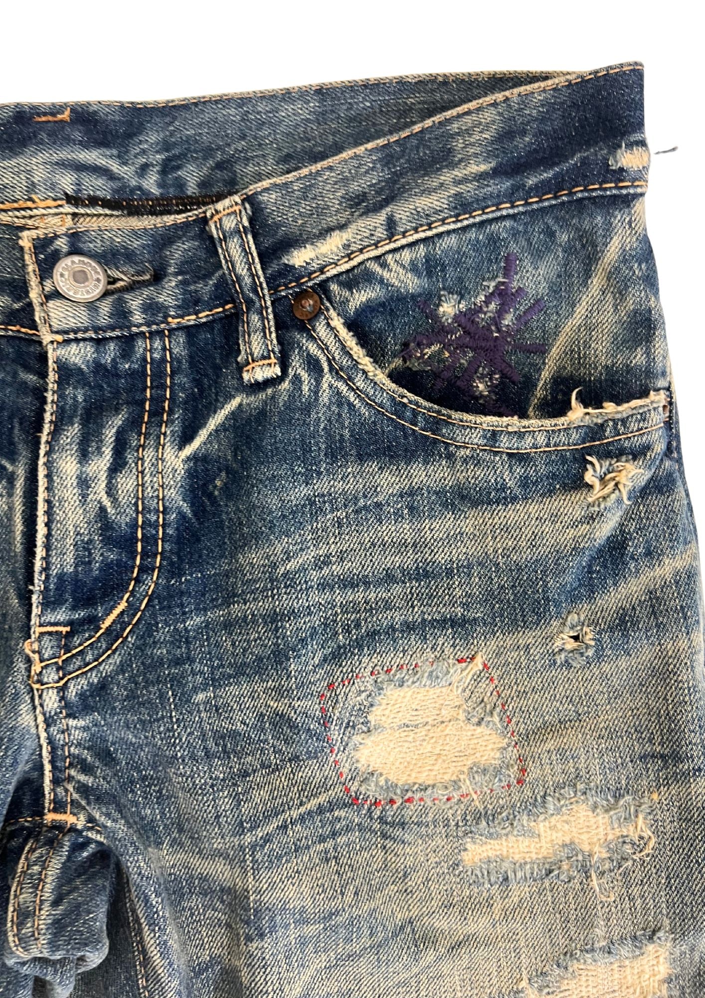 2000s Vintage HYSTERIC GLAMOUR Distressed Studs Denim