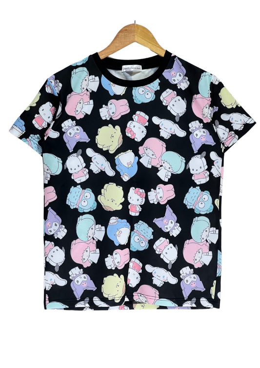 Sanrio Hello Kitty 'Sanrio Characters' Mesh T-shirt (Ladies M)