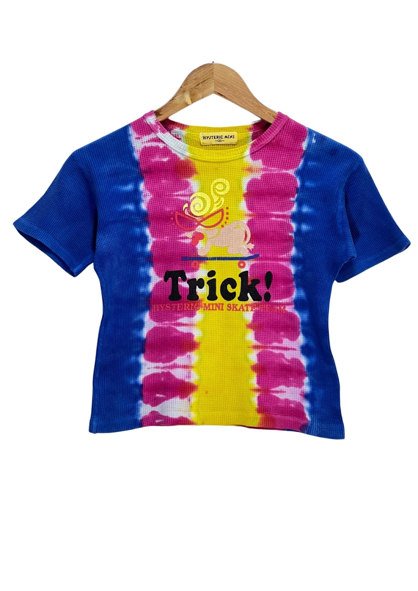 Y2K HYSTERIC MINI by HYSTERIC GLAMOUR 'Trick!' Tie Dye Ribbed Baby Tee (Ladies M)