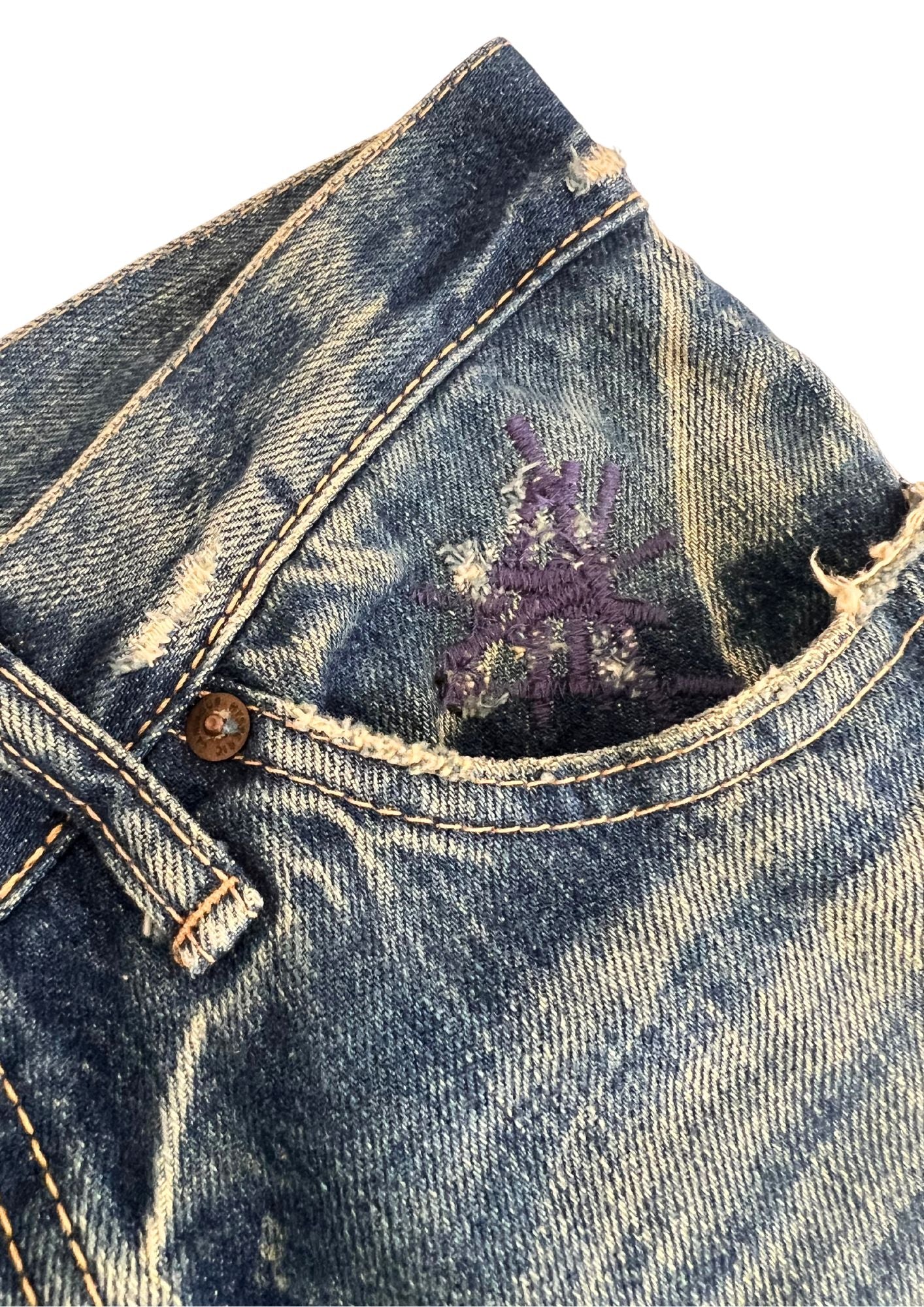 2000s Vintage HYSTERIC GLAMOUR Distressed Studs Denim