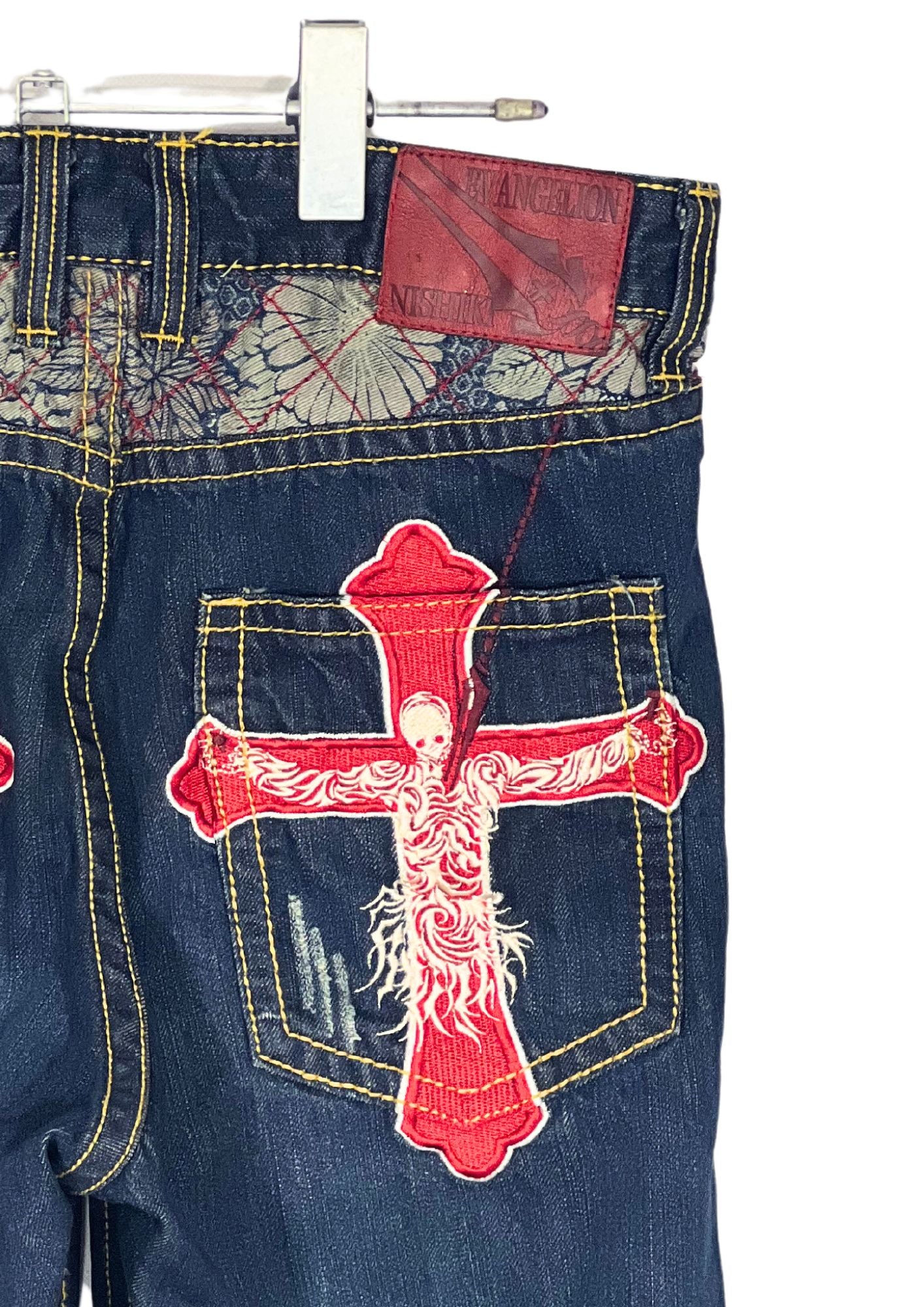 2010s Neon Genesis Evangelion x Nishiki Embroidered Lilith Half Denim Jeans