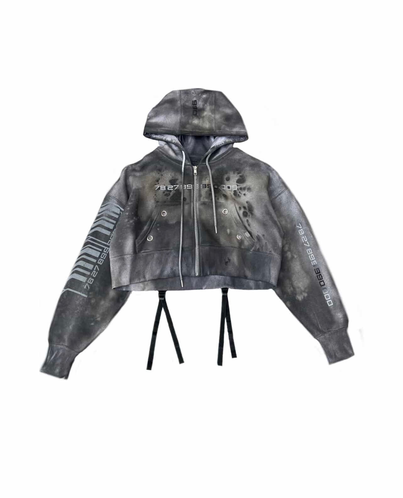 FORMULA-7 RADIATION ARTIIFACT WOMENS ZIP-UP CROPPED HOODIE (M) 1/1