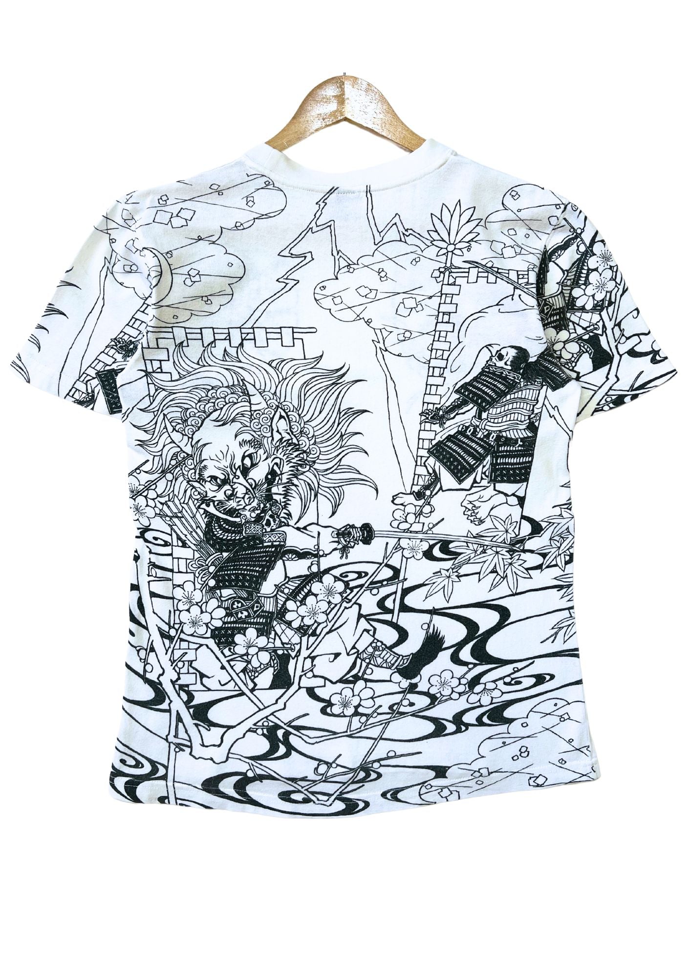 CROPPED HEADS 'Samurai Skull Oni' Embroidered Japanese Art T-shirt (S)