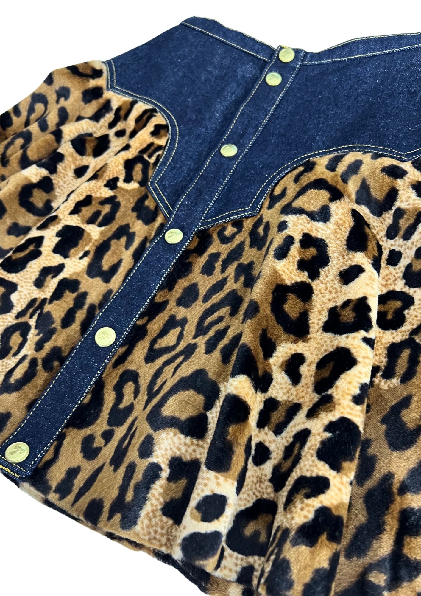 90s Vintage HYSTERIC GLAMOUR Leopard Print Denim Jacket Skirt Setup