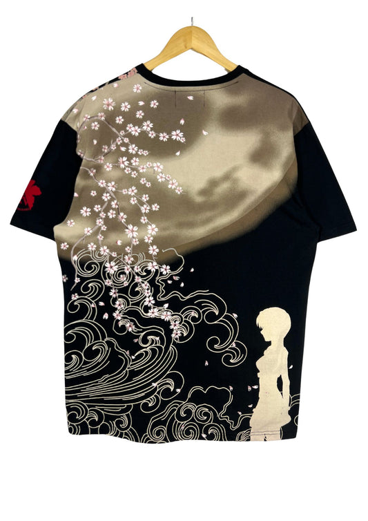 2010s Evangelion x NISHIKII 'Rei Cherry Blossoms and Moon' Embroidered T-shirt